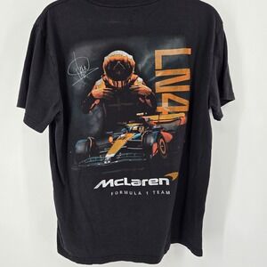 McLaren F1 Team Shirt M Lando Norris LN4 Graphic Charcoal Gray 100% Cotton GUC